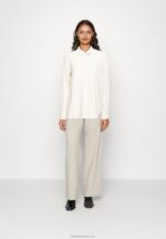 Z62T680 Women Anna Field Linen-Mix Button Down Blouse Button-Down Blouse Beige - Image 2