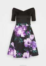 Z62T71 Women Anna Field Cocktail Dress Party Dress Black/Purple - Image 5