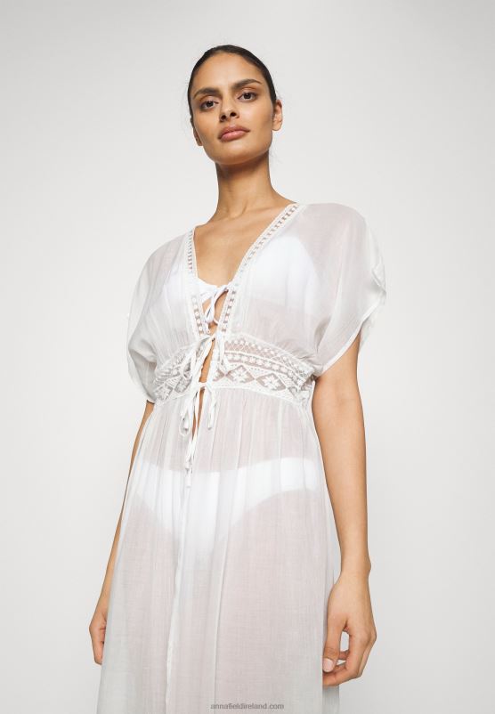 Z62T741 Women Anna Field Embroidered Cover Up 802 Black Beach Accessory 001 White - Image 4