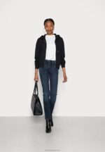 Z62T768 Women Anna Field Zip-Up Sweatshirt Black - Image 2