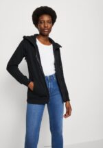 Z62T770 Women Anna Field Zip-Up Sweatshirt Black - Image 4