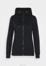 Z62T770 Women Anna Field Zip-Up Sweatshirt Black - Image 5