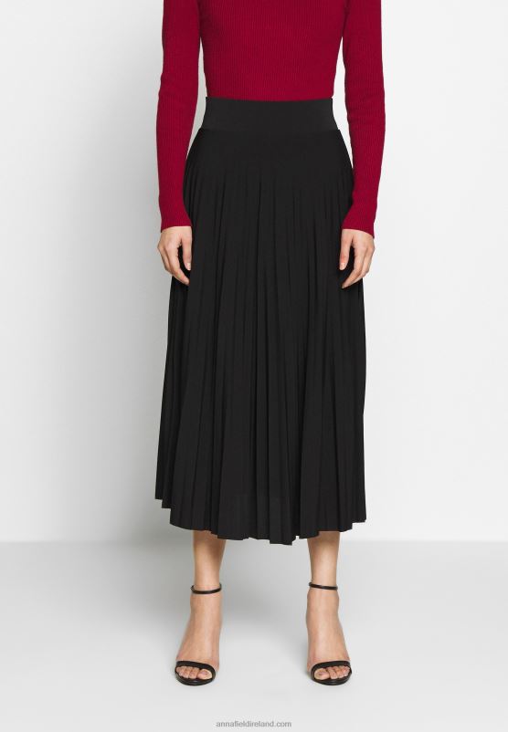 Z62T782 Women Anna Field Plisse A-Line Midi Skirt A-Line Skirt Black - Image 1