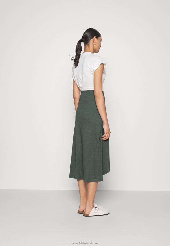 Z62T789 Women Anna Field Basic Wrap Over Midi Skirt A-Line Skirt Light Green - Image 3