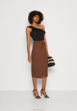 Z62T814 Women Anna Field Wrap Skirt Dark Brown - Image 2