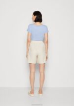 Z62T857 Women Anna Field Linen Mix Shorts Beige - Image 3