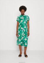 Z62T89 Women Anna Field Shirt Dress Green/Pink
