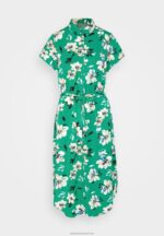 Z62T89 Women Anna Field Shirt Dress Green/Pink - Image 5