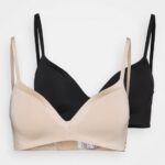 Z62T920 Women Anna Field Edison 2 Pack Non Wired T-Shirt Bra Black/Nude