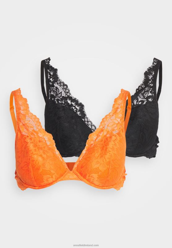 Z62T934 Women Anna Field 2 Pack Underwired Bra Orange/ Black - Image 5