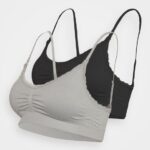 Z62T952 Women Anna Field Maternity Seamless Bra 2 Pack Bustier Grey/Black