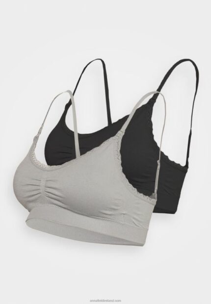 Z62T952 Women Anna Field Maternity Seamless Bra 2 Pack Bustier Grey/Black