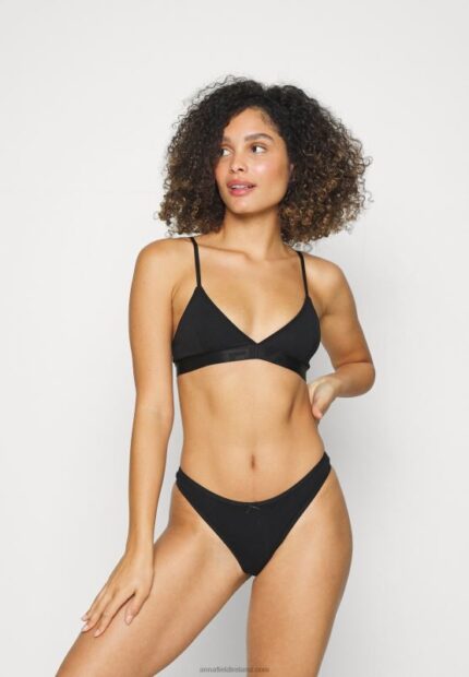 Z62T976 Women Anna Field Georgina 7Pp Thong Cotton Thong Black/Grey