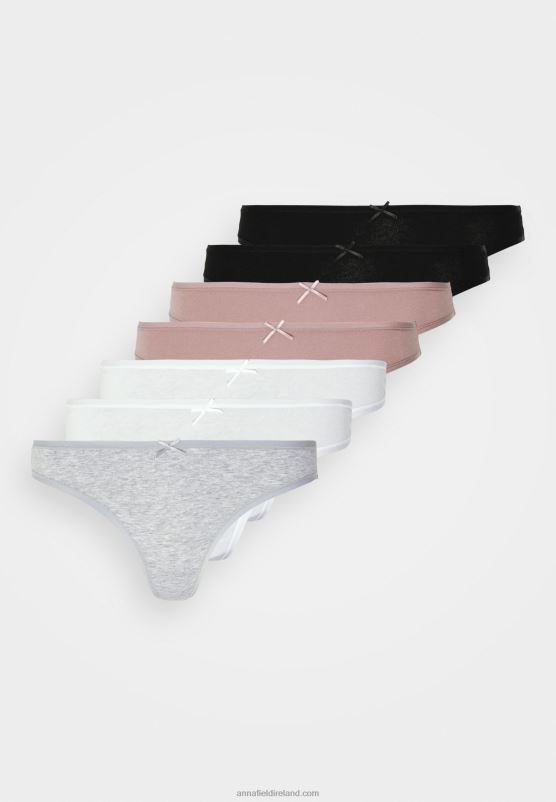 Z62T993 Women Anna Field Georgina 7Pp Thong Cotton Thong Black/Pink - Image 6