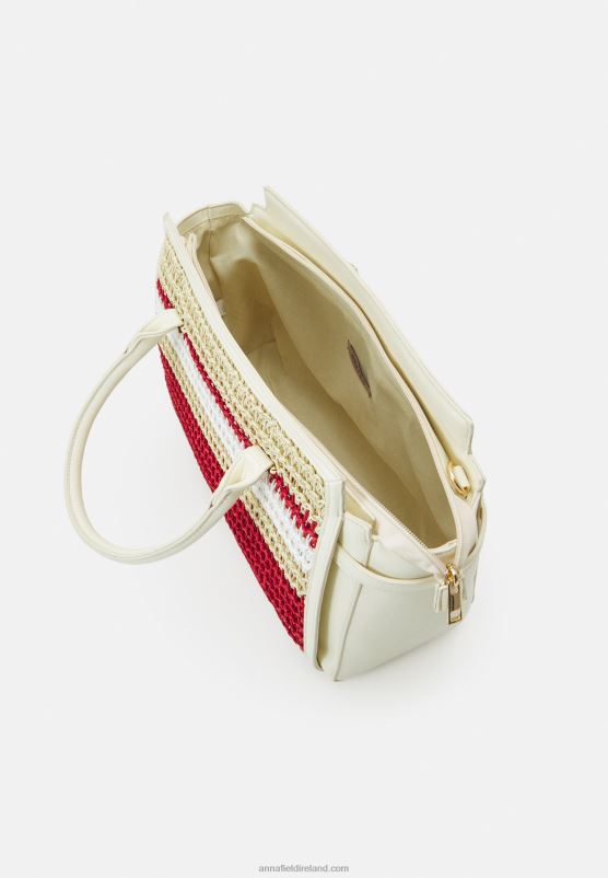 Z62T2357 Women Anna Field Handbag Off-White/Red