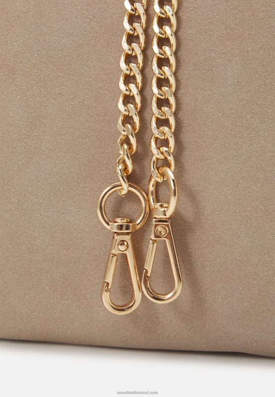 Z62T2415 Women Anna Field Leather Clutch Taupe