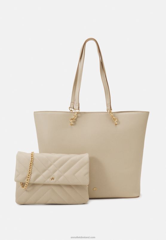 Z62T2461 Women Anna Field Set Tote Bag Beige