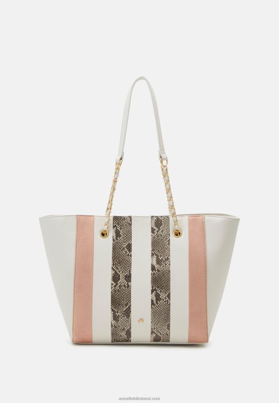 Z62T2481 Women Anna Field Tote Bag Off-White/Pink