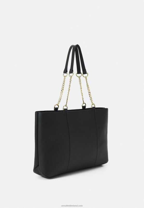 Z62T2494 Women Anna Field Leather Tote Bag Black