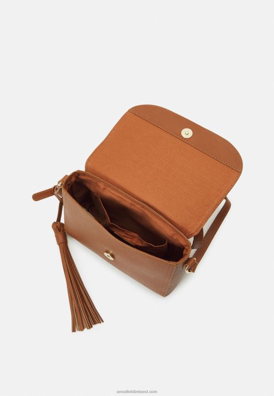 Z62T2529 Women Anna Field Leather Across Body Bag Cognac