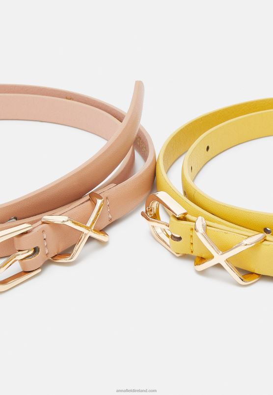 Z62T2750 Women Anna Field 3 Pack Belt Black/Rose Gold-Coloured /Mustard Yellow