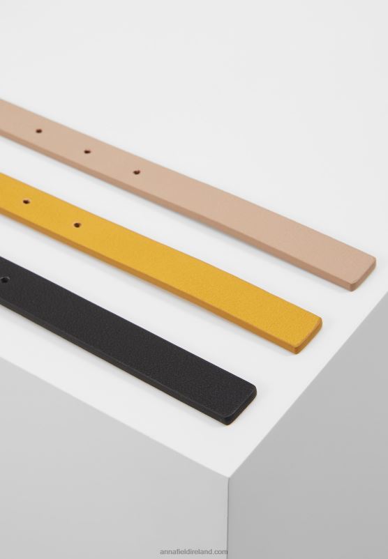 Z62T2777 Women Anna Field 3 Pack Waist Belt Black/Yellow/Taup