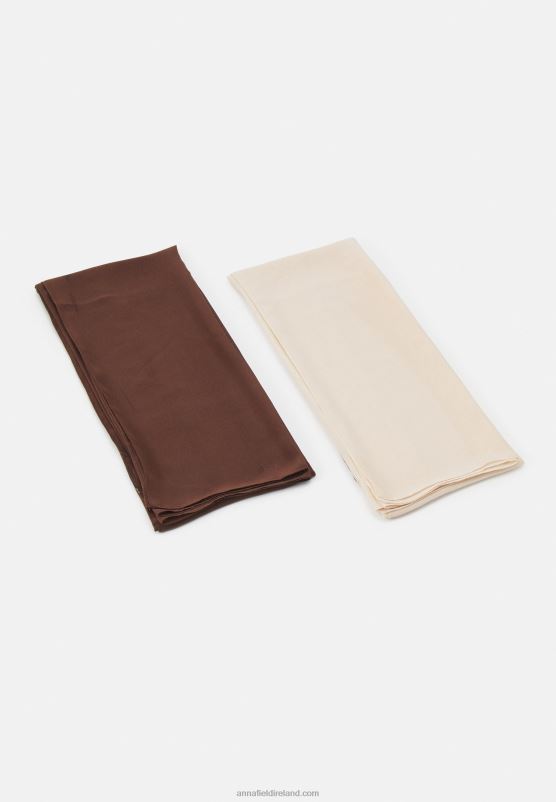Z62T2710 Women Anna Field 2 Pack Headscarf Off-White/Brown