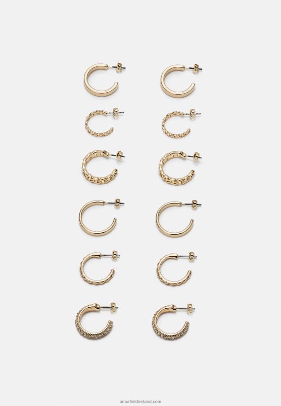 Z62T2661 Women Anna Field 6 Pack Earrings Gold-Coloured