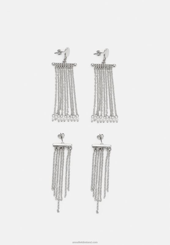 Z62T2663 Women Anna Field 2 Pack Earrings Silver-Coloured