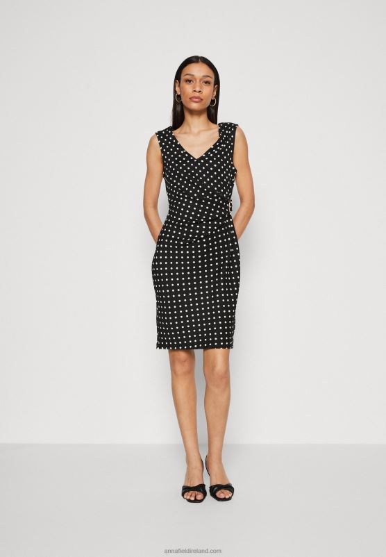 Z62T108 Women Anna Field Jersey Dress Black/White