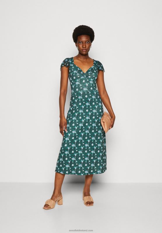 Z62T110 Women Anna Field Jersey Dress Green/Multi Coloured