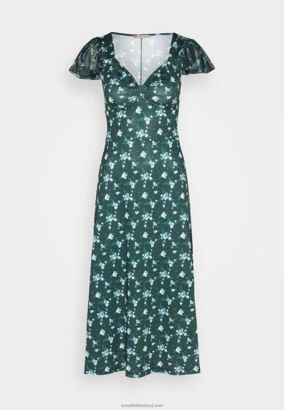 Z62T110 Women Anna Field Jersey Dress Green/Multi Coloured