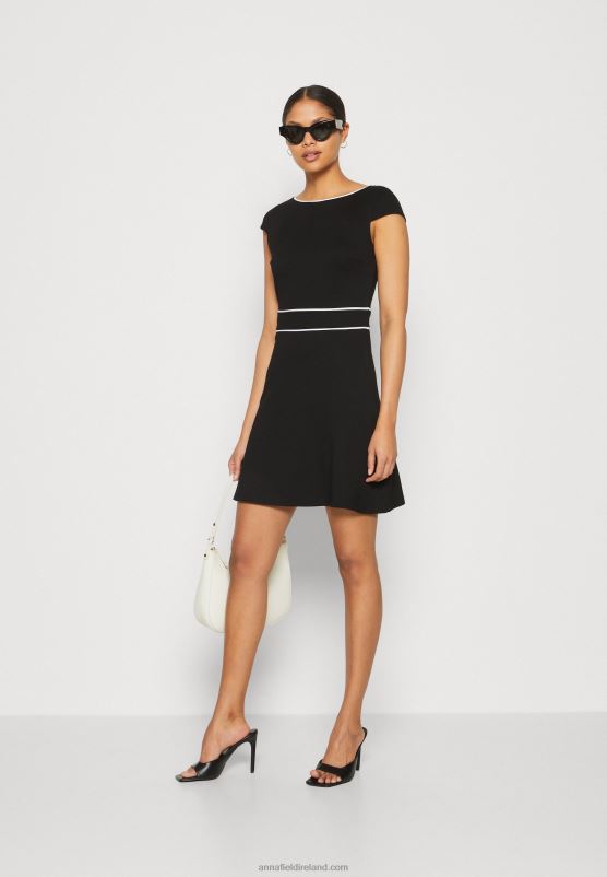 Z62T113 Women Anna Field Jersey Dress Black/White