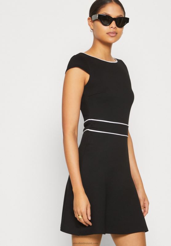 Z62T113 Women Anna Field Jersey Dress Black/White