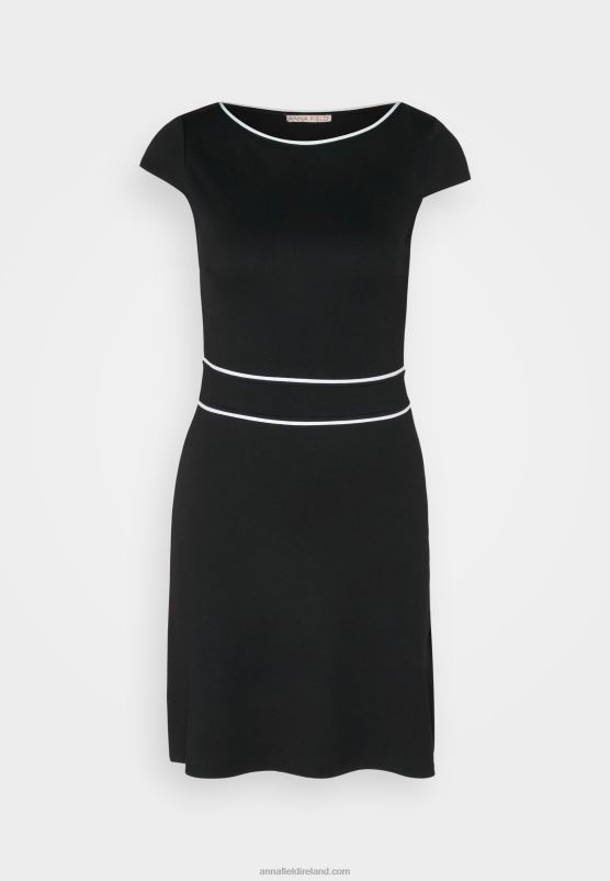 Z62T113 Women Anna Field Jersey Dress Black/White