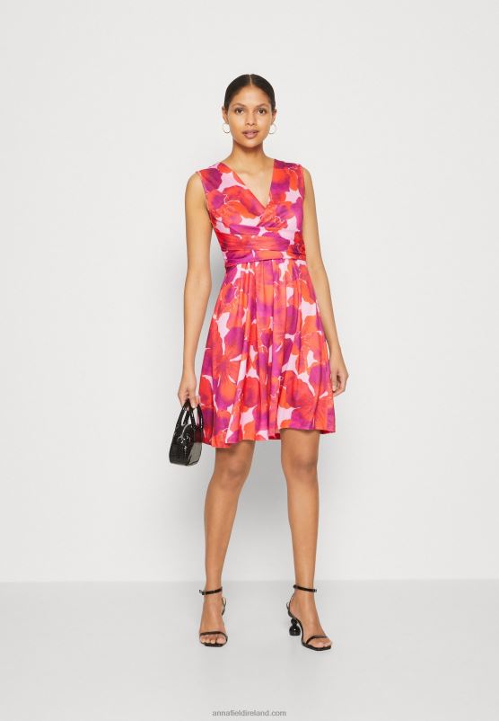 Z62T117 Women Anna Field Jersey Dress Red/Pink