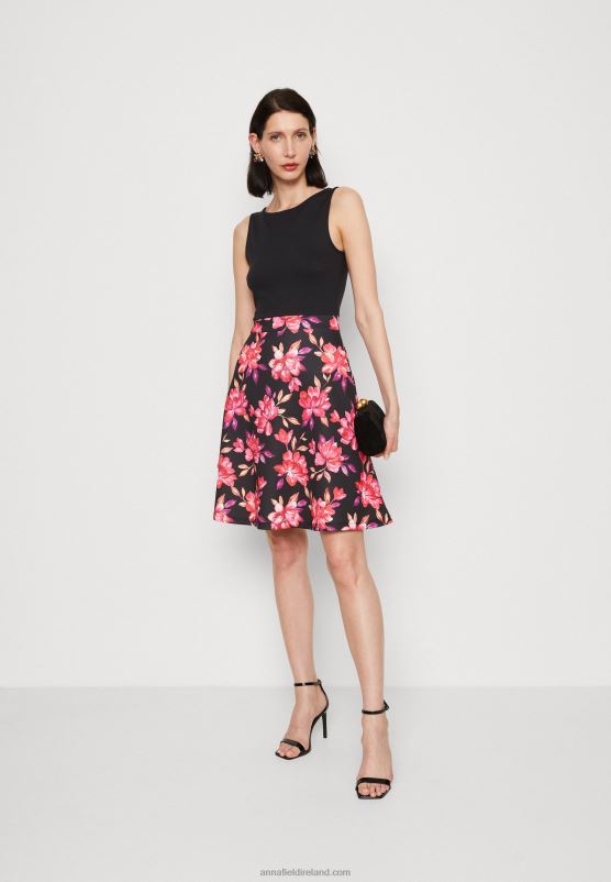 Z62T11 Women Anna Field Day Dress Black/Red/Purple