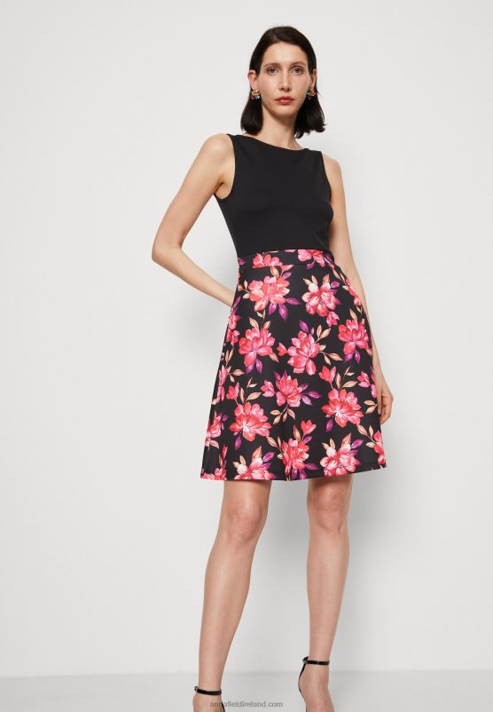 Z62T11 Women Anna Field Day Dress Black/Red/Purple