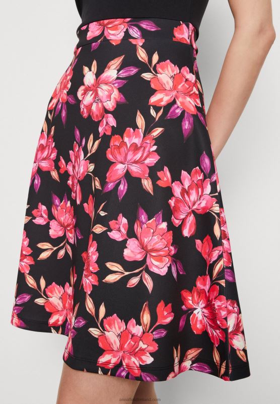 Z62T11 Women Anna Field Day Dress Black/Red/Purple