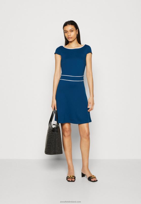 Z62T124 Women Anna Field Jersey Dress Blue/White