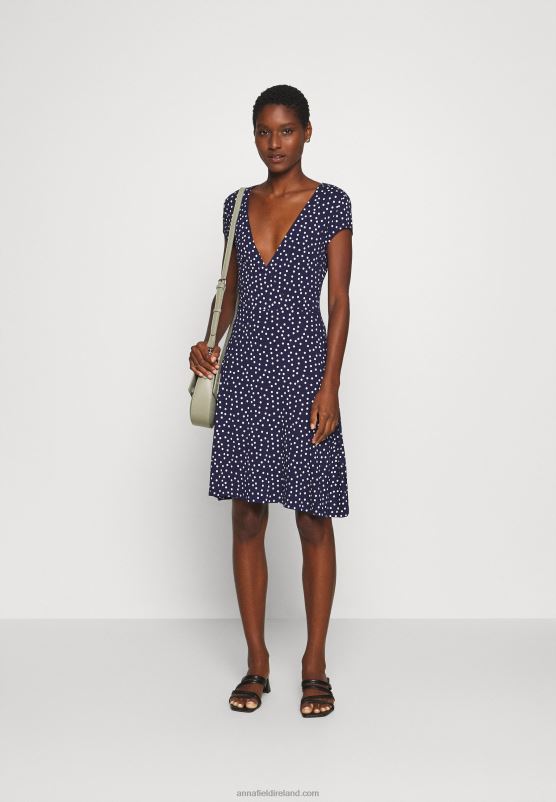 Z62T129 Women Anna Field Jersey Dress Maritime Blue/White