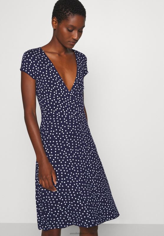 Z62T129 Women Anna Field Jersey Dress Maritime Blue/White