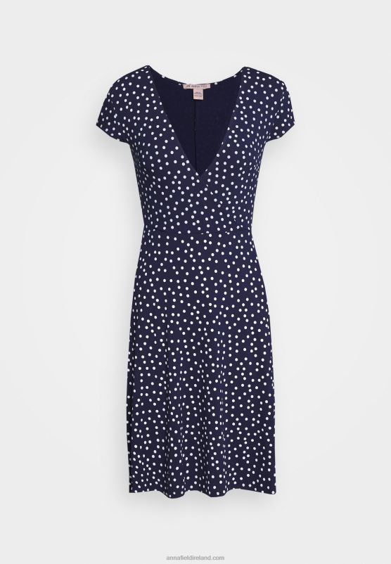 Z62T129 Women Anna Field Jersey Dress Maritime Blue/White