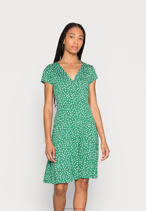 Z62T134 Women Anna Field Jersey Dress Green/White