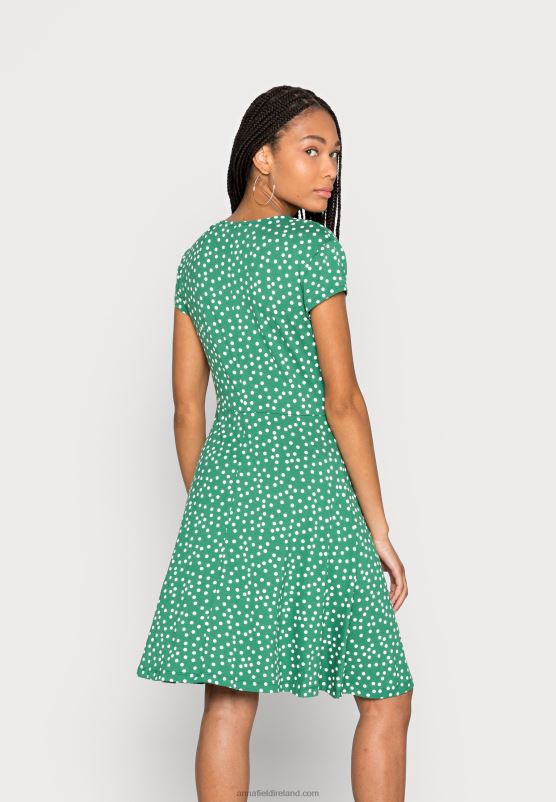Z62T134 Women Anna Field Jersey Dress Green/White