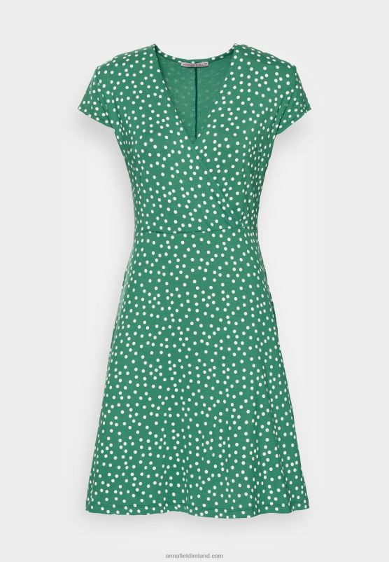 Z62T134 Women Anna Field Jersey Dress Green/White