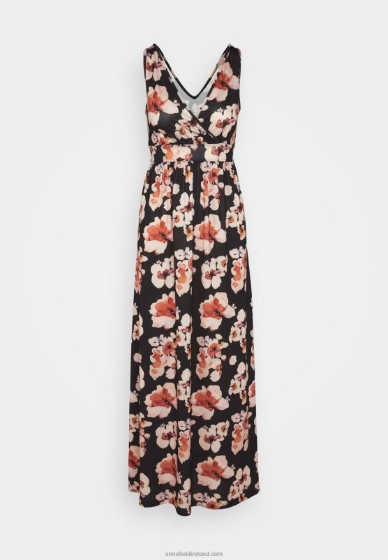 Z62T141 Women Anna Field Maxi Dress Black/Pink/Multicoloured