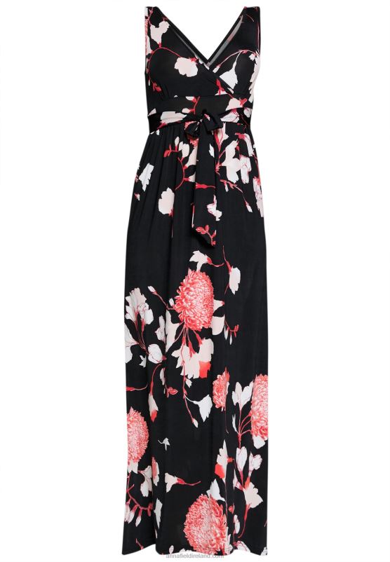 Z62T143 Women Anna Field Maxi Dress Black/Pink