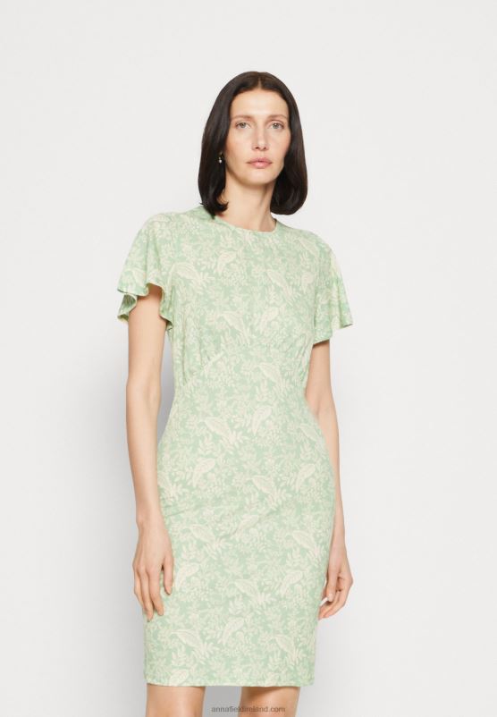 Z62T149 Women Anna Field Jersey Dress Green/Light Green