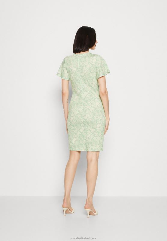 Z62T149 Women Anna Field Jersey Dress Green/Light Green